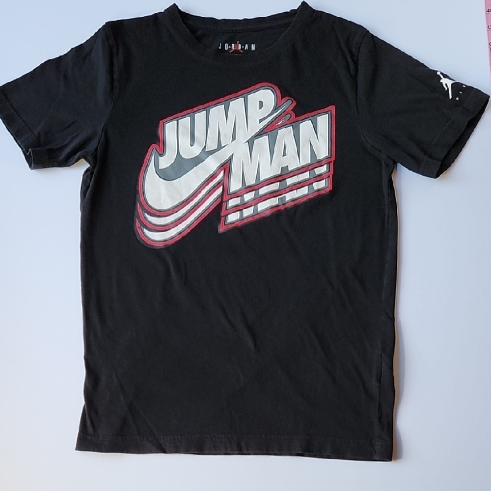 Nike Air Jordan Jumpman Tee in Black With White And Red Raised Graphic Logo